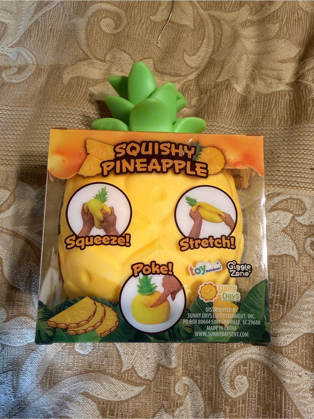 Authentic Sunny Days Entertainment Pineapple Stretchy Squeeze Ball Stress Toy